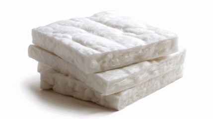 Stack of White Insulation Material on White Background