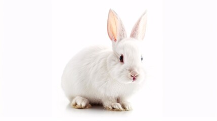 Obraz premium White Rabbit on White Background: A Serene Portrait