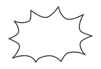 横長のギザギザな黒い線の吹き出し - シンプルなコミック調のバナーやフレームの素材