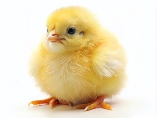 Obraz premium Cute Vector Little Chick - Hand Drawn Style Domestic Bird on White Background