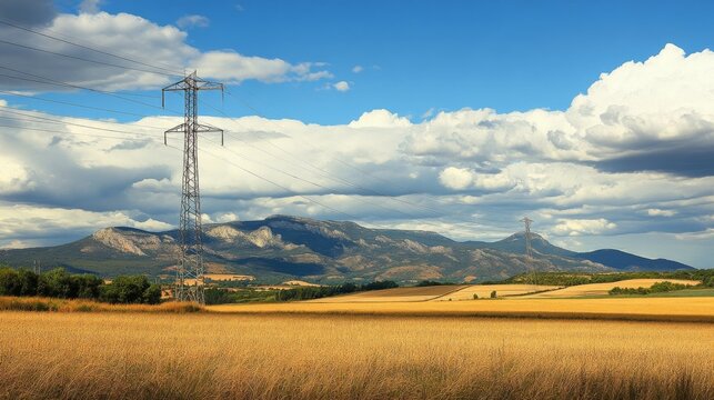 Arag&Atilde;&sup3;n, Spain power line.