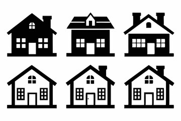 Home icon vector set, House symbol. Vector illustration

