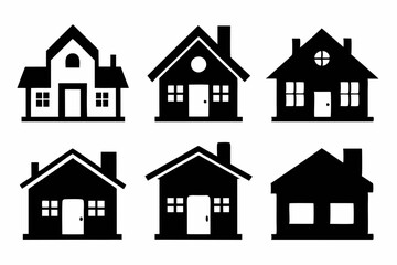 Home icon vector set, House symbol. Vector illustration

