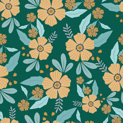 Amazing seamless floral pattern with bright colorful small flowers.