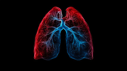 Anatomy of Lungs. Detailed Bronchial Tree Representation