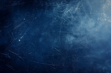 Dark blue background with faint white scratches, textured, dark and moody, flat.