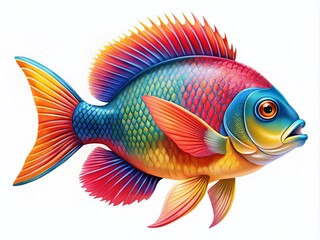 Vector Image of a Colorful Fish on White Background for Design Projects