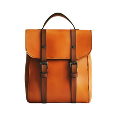 A minimalist leather backpack with smooth lines and simple buckles isolated on transparent background