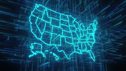 Digital USA map. Computer generated 3d render