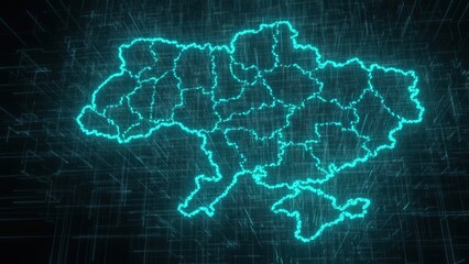 Digital map of Ukraine. Computer generated 3d render