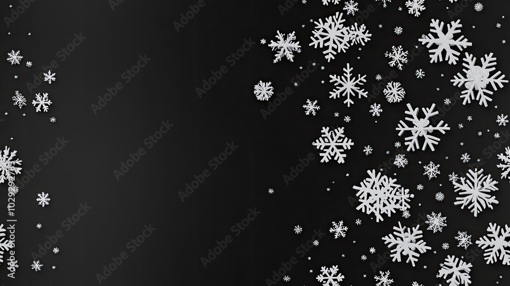 Poster the design features an array of 3d embossed clay snowflakes arranged seamlessly on a dark gray backg