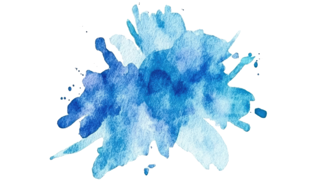 Collection of Blue Watercolor Stains Displayed on a White Background Generative AI