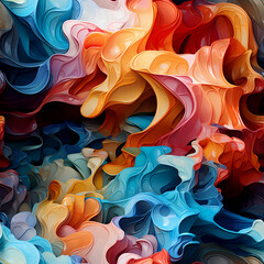 Seamless Abstract Fluid Pattern with Swirling Shapes