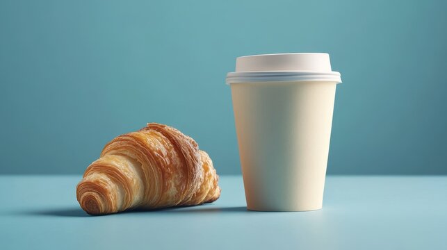 Coffee cup and croissant