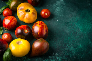 Assortment of different color tomatoes