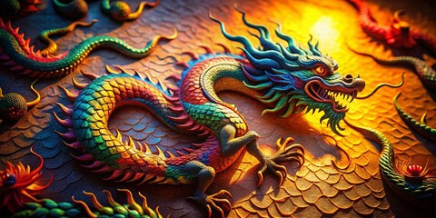 Obraz premium Dragon-Themed Low Light Photography on Textured Paper for Unique Art Styles
