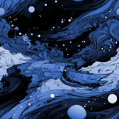 Seamless Fantasy Landscape Pattern with Mountains and Clouds