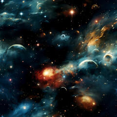 Futuristic Space Pattern with Planets and Orbit Lines