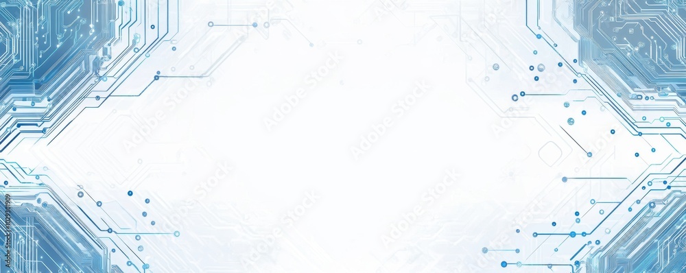 Poster banner background with blue circuit lines and white space for text two rows of digital technology pa