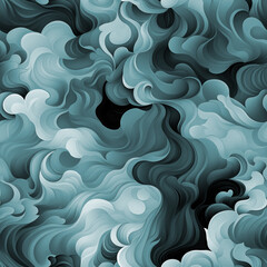 Seamless Abstract Fluid Pattern with Swirling Shapes