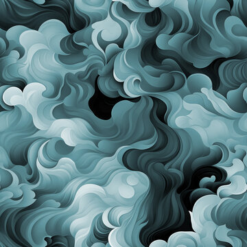 Seamless Abstract Fluid Pattern with Swirling Shapes