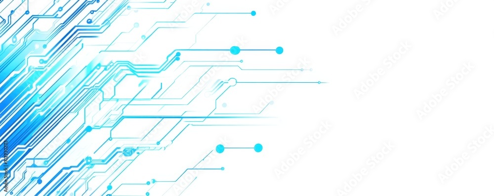 Poster blue circuit lines on a white background a tech digital technology banner template with space for te