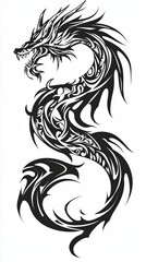 Naklejka premium Stylized Tribal Dragon Illustration