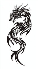 Obraz premium Stylized Tribal Dragon Tattoo Design