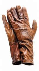 Pair of leather gloves, white background, 4K hyperrealistic photo