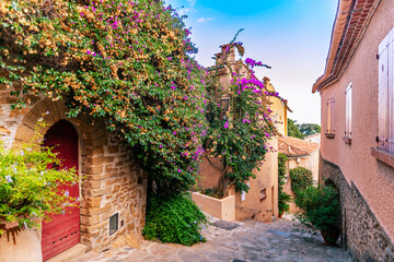 Medieval village of Bormes-les-Mimosas, in the Var, in Provence, France.