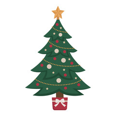 Decorated Christmas tree with baubles