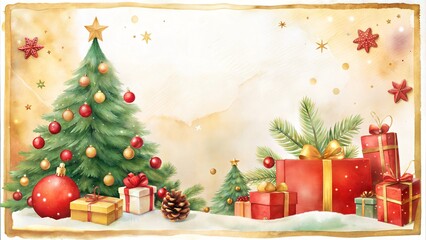 Christmas Tree with Gifts and Ornaments in a Holiday Setting