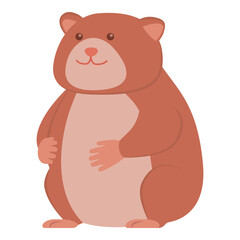 Cute happy hamster posing with hands on belly