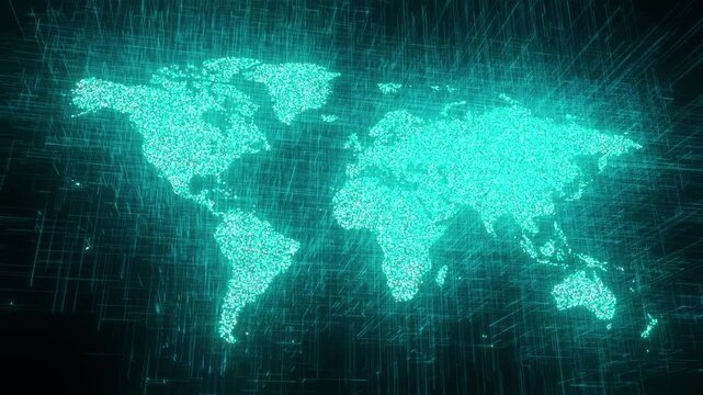 Digital world map. Computer generated 3d render