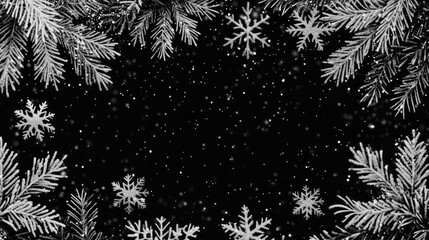 Christmas snowy background on the black