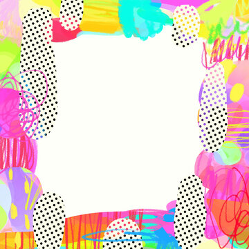 colorful abstract graphic  frame  , confetti . elements for festive or happy time . doodle  mixed graphic shape . 