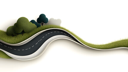 Flowing road curve with subtle shading, on a white canvas.