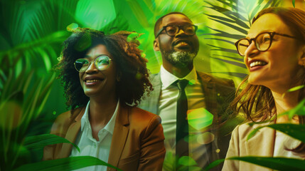 Corporate Leadership Retreat Banner with Professionals in Natural Setting for Promotional Design