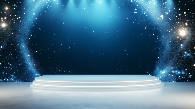 Ethereal Blue Podium, Celestial Stage for Product Showcase