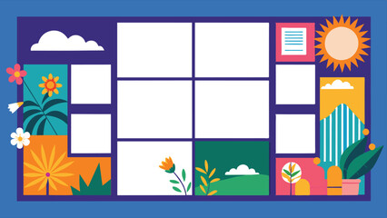 Colorful Grid Layout with Floral and Nature Scenes