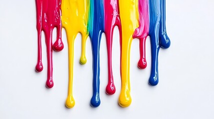 Vibrant paint falling on white