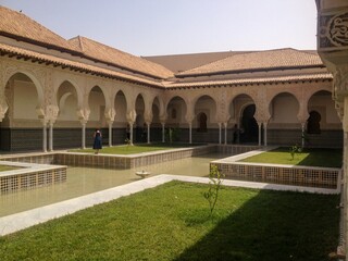Fototapeta premium the courtyard of the El Mechouar palace with its water jets, and Arab-Islamic architecture. Tlemcen. Algeria 