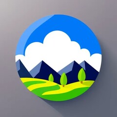 blue sky with clouds landscape icon simple clipart