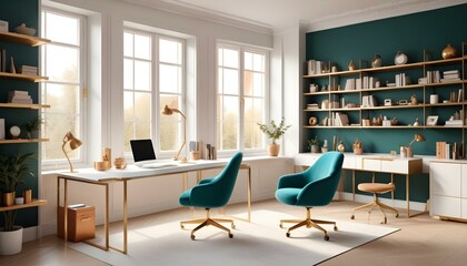 Photo modern style interior room 3d illustration White and gold theme interior modern minimalism photo realism