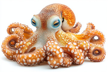 Obraz premium Vibrant octopus with intricate patterns and tentacles on white background