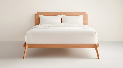 Sleek, elegant double bed in a minimalist design against a white backdrop.