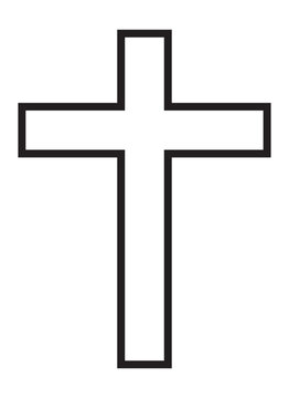 recommend clip art: Christian Cross thin line icon isolated on a white background. A symbol of the love of Jesus. God vector illustration. Catholic symbol flat vector. Black line cross.