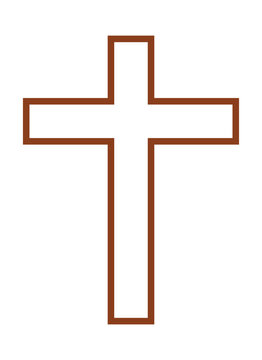 recommend clip art: Christian Cross thin line icon isolated on a white background. A symbol of the love of Jesus. God vector illustration. Catholic symbol flat vector. Brown wooden cross.