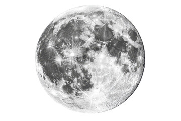 Obraz premium Detailed black and white image of the full moon, showcasing lunar craters and surface textures. Perfect for astronomy and science themes.