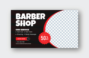 arber Shop Online Banner Template, Trendy Men's Grooming Web Banner, Premium Barber Shop Services Banner, Eye-Catching Barber Shop Banner, Unique Barber Shop Web Banner